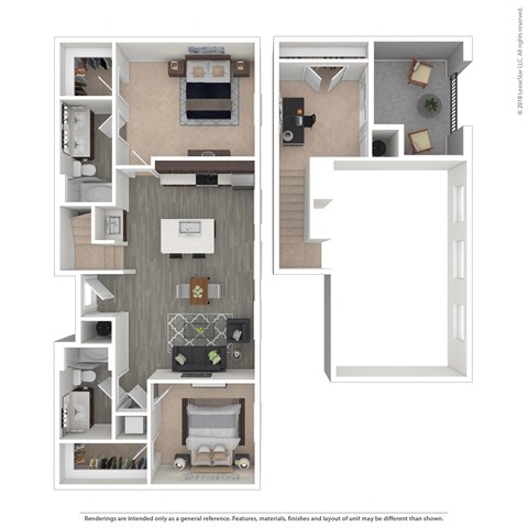 Two Bedroom 2 bathroom floor plan D at 601 Pax, Phoenix, 85003